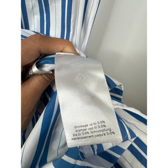 Ganni Striped Organic Cotton Spaghetti Strap Maxi Dress Blue White Size: 2 NWOT - Picture 5 of 11